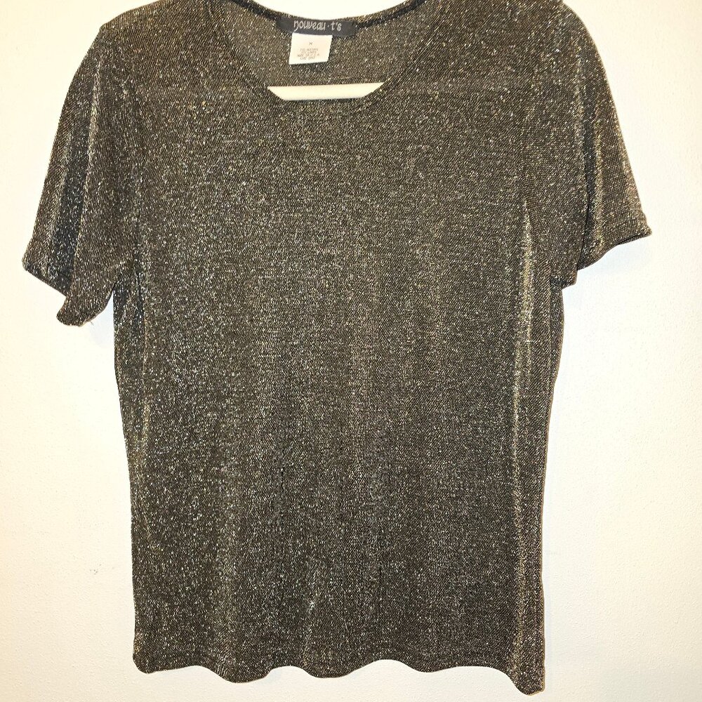 Nouveau t's Metallic Gold & Black T-Shirt Size M